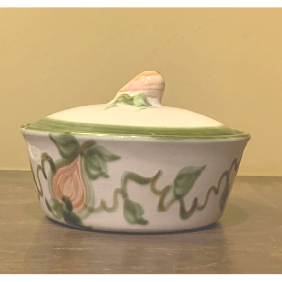 Vintage John B. Taylor Harvest Pear Handcrafted Stoneware Lidded Bowl - Picture 4 of 9